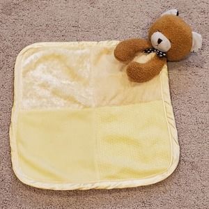 Kids II Bear Plush Yellow Textural Snuggle Security Blanket Lovey Lovie